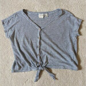 Rachel Zoe Striped Crop Tie T-shirt Size M